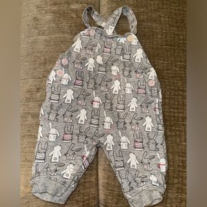 Gray bunny Easter baby overalls Gymboree 0-3 months